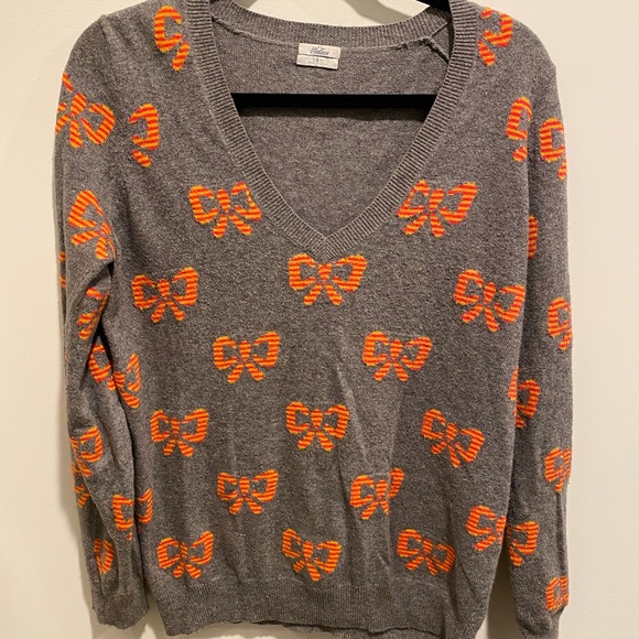 Madewell Wallace Gray Bow Print Sweater S - Picture 1 of 5